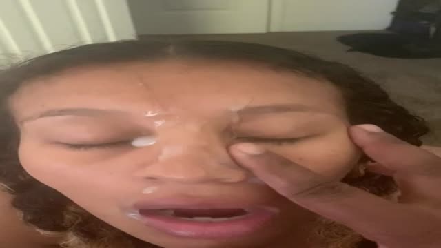 Cum clean up after nasty facial