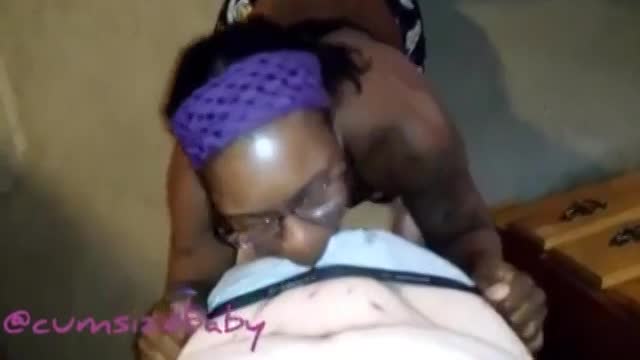 Ebony milf let her white man cover her glasses in cum
