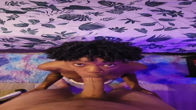 Cute petite ebony gets her back nutted on