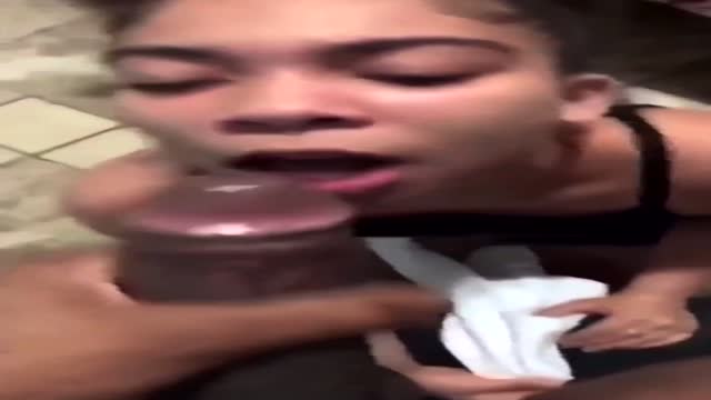 Petite light skin freak gets painted in the bathroom
