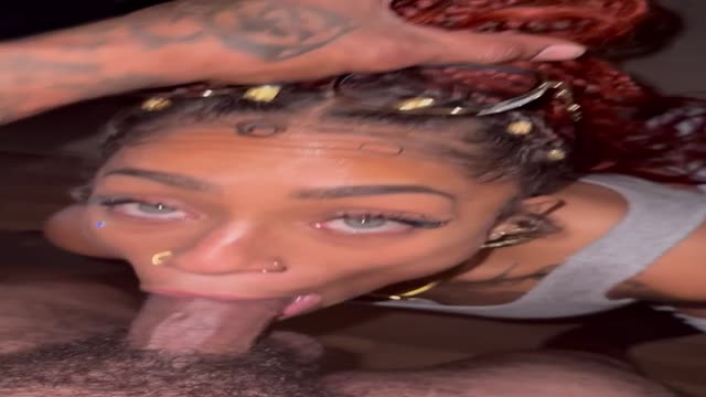 Eye contact got her face blasted with cum