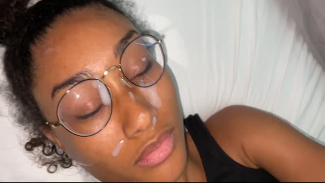 Fine ebony chilling with a cum face
