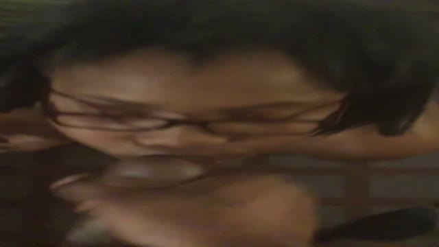 Amateur ebony in glasses got the full load