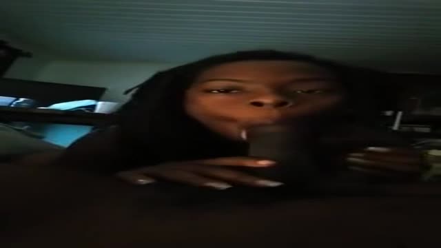 Sexy ebony wifey cleans up all the cum